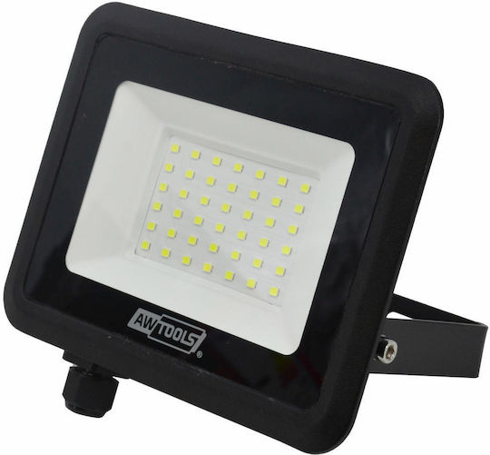 AWTools Στεγανός Προβολέας LED 30W Ψυχρό Λευκό 6000K IP65