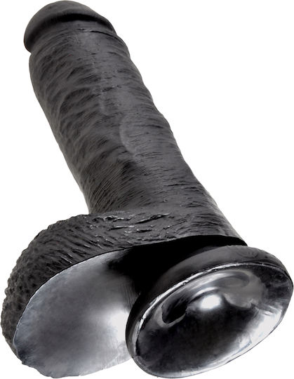 King Cock Ρεαλιστικό Dildo με Όρχεις και Βεντούζα Μαύρο 20cm