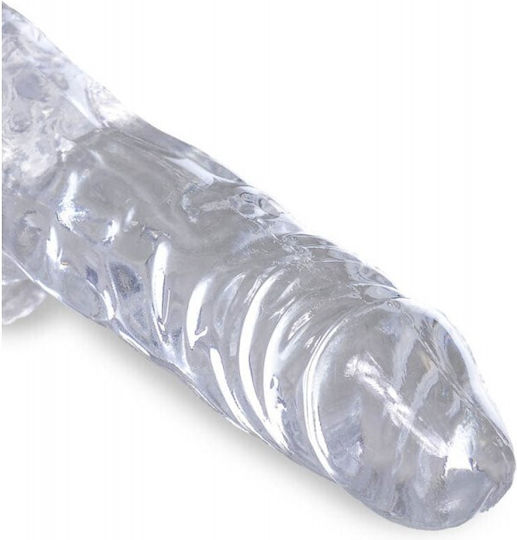 King Cock Clear Glass Dildo with Balls and Suction Cup Transparent 10cm