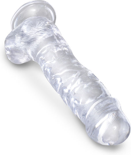 King Cock Ρεαλιστικό Dildo με Όρχεις και Βεντούζα Διάφανο 20cm