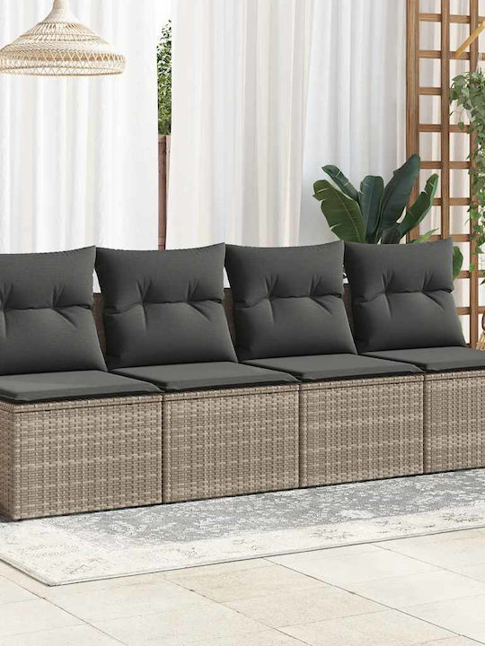 Two-Seater Outdoor Rattan Sofa with Cushions 55x55x69cm