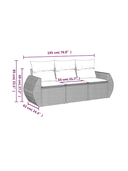 Baumsessel-Sofa Außenbereich Rattan mit Kissen 55x55cm