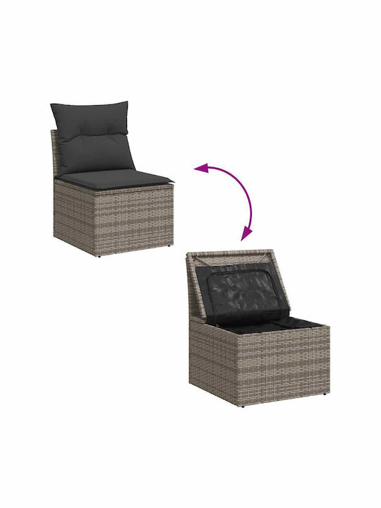 Two-Seater Outdoor Rattan Sofa with Cushions 55x55x69cm