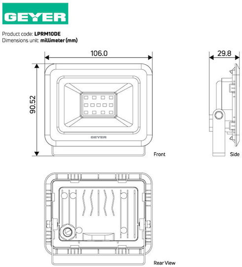 Geyer Waterproof LED Floodlight 10W Cold White 6500K IP65