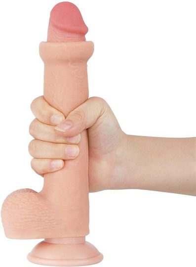 Lovetoy Dildo με Όρχεις και Βεντούζα Flesh 23cm