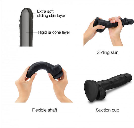 Strap On Me Glass Dildo with Balls and Suction Cup Black