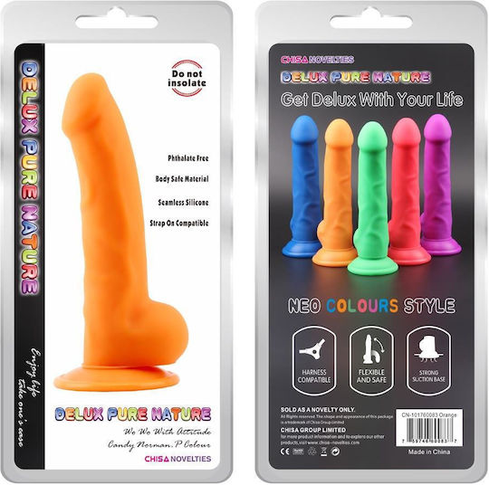 Realistisches Dildo mit Hoden und Saugnapf Orange 21cm
