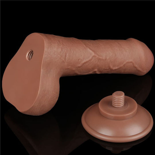 Lovetoy Dildo με Όρχεις και Βεντούζα Καφέ 18.3cm