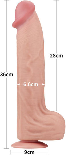 Lovetoy Dildo Dual Layer Sliding Dildo με Βεντούζα Flesh 36cm