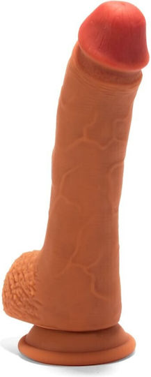 X-Men Dildo με Όρχεις και Βεντούζα Καφέ 22cm