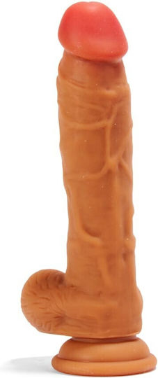 X-Men Dual Layered Dildo Ρεαλιστικό Dildo με Όρχεις και Βεντούζα Brown 21cm
