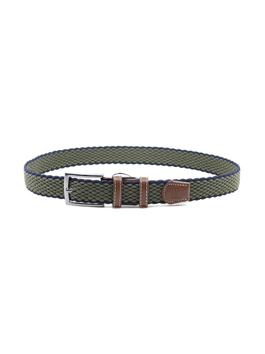 Legend Accessories Men's Knitted Leather Elastic Belt Green