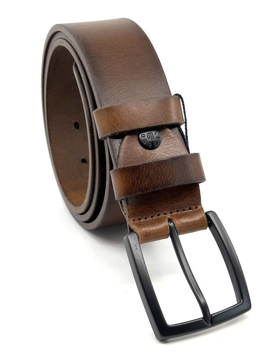 Breit Herren Gürtel Leder Tabac Braun