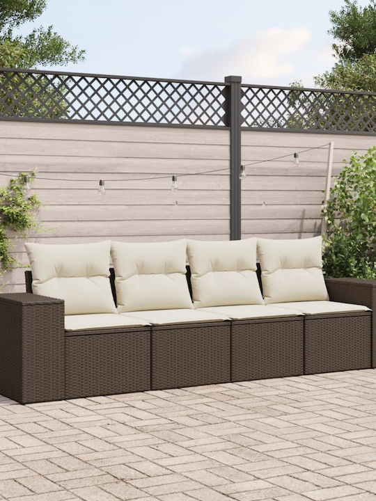 Canapea Cu Patru Locuri De Exterior Din Rattan Cu Perne 55x55x69cm