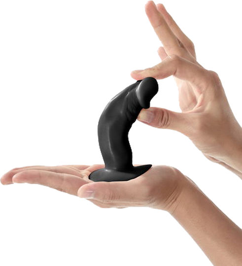 Real Body Dildo με Βεντούζα Μαύρο 11cm