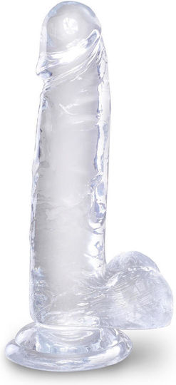 King Cock Clear Glass Dildo with Scrotum Transparent 18cm