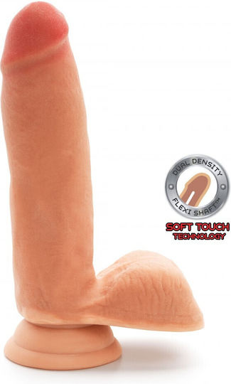 ToyJoy Get Real Dual Density Dildo with Balls Ρεαλιστικό Dildo με Όρχεις και Βεντούζα Flesh 18cm