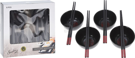 Excellent Houseware Μπωλ Σερβιρίσματος Στρογγυλό Κεραμικό Μαύρο με Διάμετρο 10.5εκ. 8τμχ