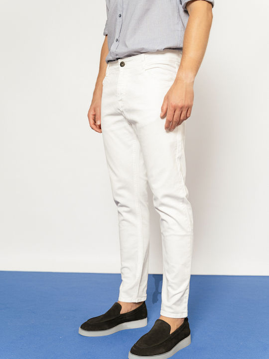 Men's Jeans Pants Cropped Elastic with Slim Fit White MP-D-JNS-S24-029-White