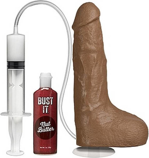 Doc Johnson Bust It Ρεαλιστικό Dildo με Βεντούζα και Δυνατότητα Εκσπερμάτωσης Καφέ 22cm