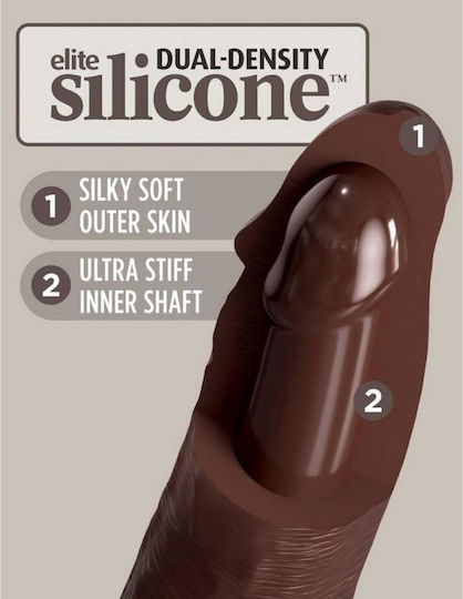 King Cock Dual Density Ρεαλιστικό Dildo με Βεντούζα Καφέ 18cm