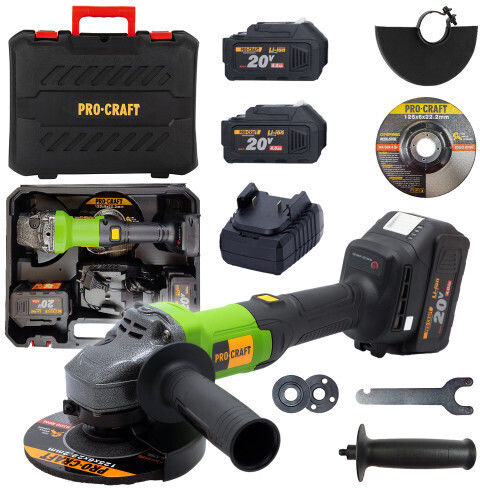 ProCraft PGA20 Ъглошлайф 125мм Батерия Безчетков 2x4Ах