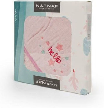 Naf Naf Βρεφική Κάπα-Μπουρνούζι με Κουκούλα Ροζ