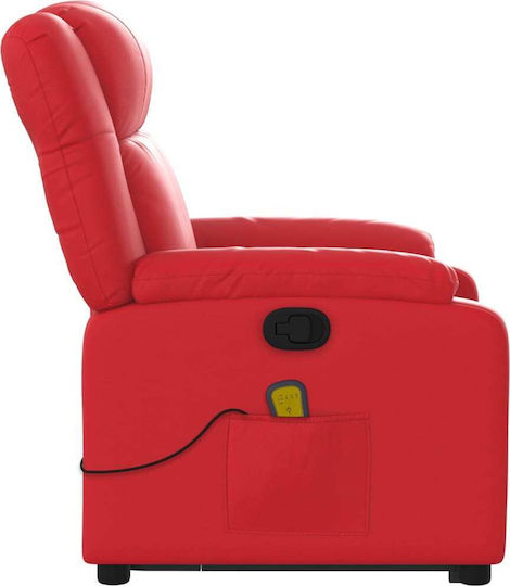 Relax Armchair Massage with Footstool from Leatherette Red 77x95x99cm
