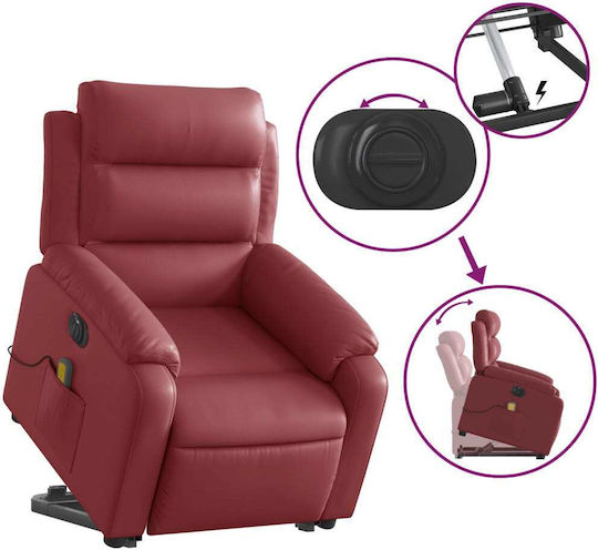 Relaxsessel Friseurwaschbecken mit Fußhocker aus Kunstleder Bordeaux 75x92.5x100cm
