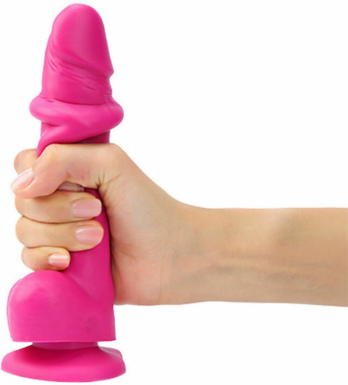 Strap On Me Sliding Skin Realistic Dildo L Реалистично дилдо с Топки и Вендуза Фуксия 14.2см