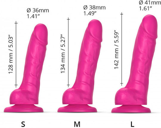 Strap On Me Sliding Skin Realistic Dildo L Реалистично дилдо с Топки и Вендуза Фуксия 14.2см