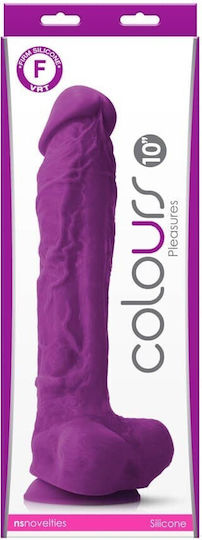 Ns Novelties Colours Pleasures 10inch Dildo Dildo realist cu Scrotum Violet 25cm