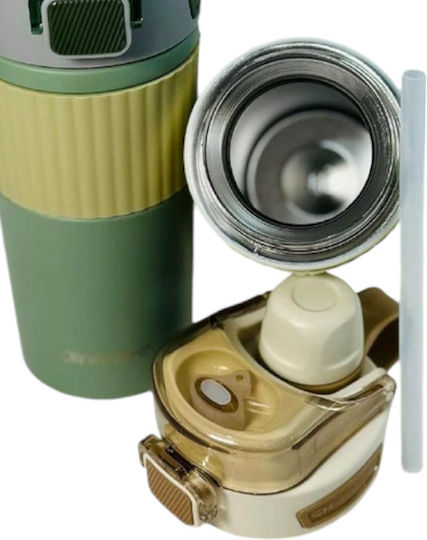 Bottle Thermos Stainless Steel / Plastic 600ml Green