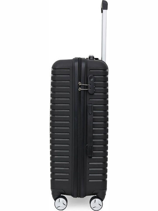 Amber Large Hard Black Suitcase With 4 Wheels Height 75cm