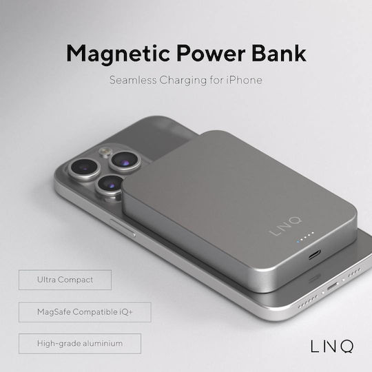 LinQ Slim Qi2 MagSafe Qi2 Powerbank 10000mAh 15W Graue