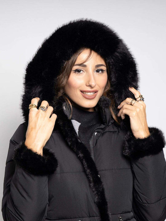 Lungă Jachetă de femei Puffer Black