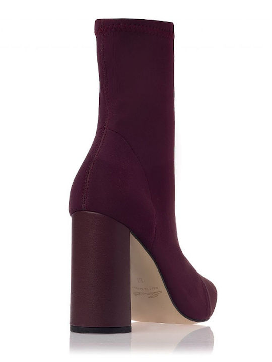 Women's Ankle Boots with High Heel Burgundy