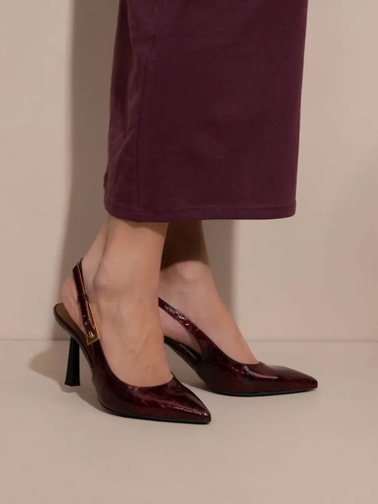 Sandalista Leather Burgundy Heels