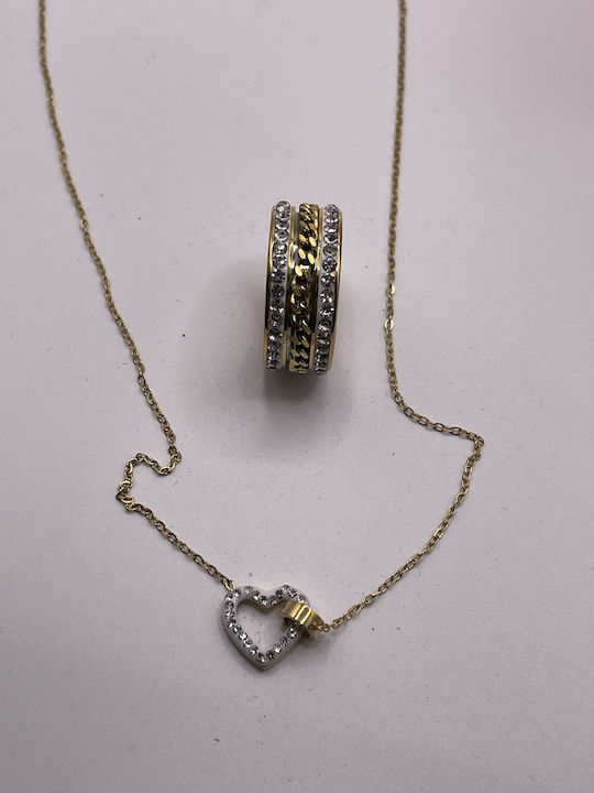 Set mit Halskette & Ring aus Stahl