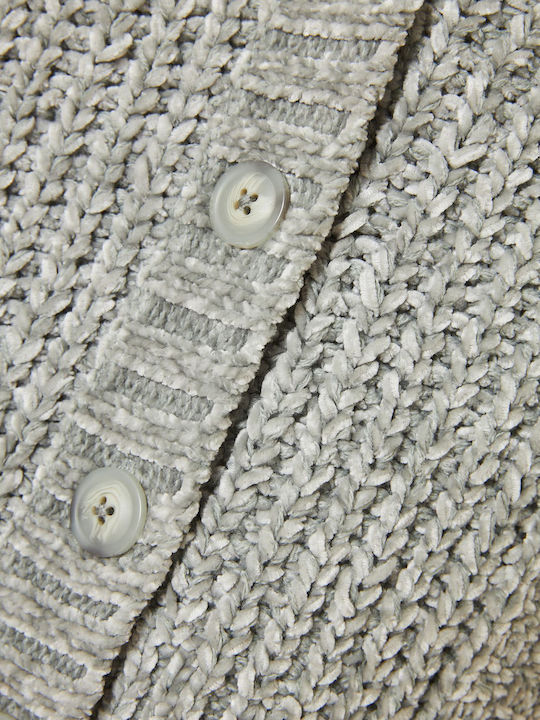 Short Women's Cardigan with Buttons Grey