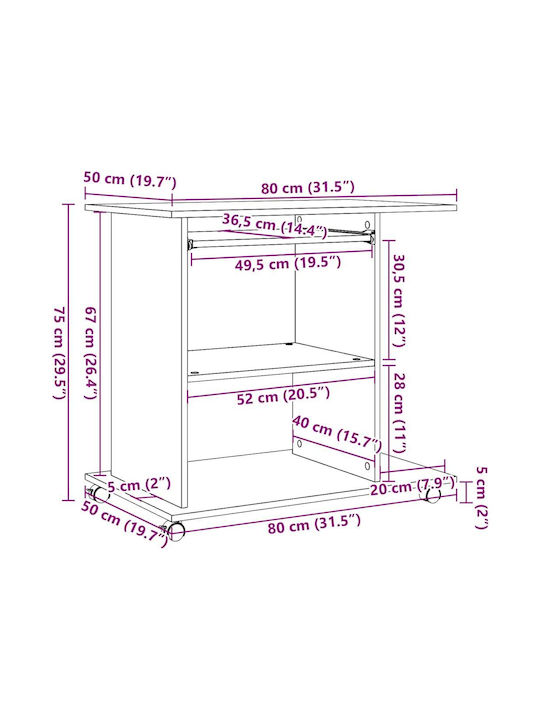 Computer Office Wooden Oaks 80x50x75cm