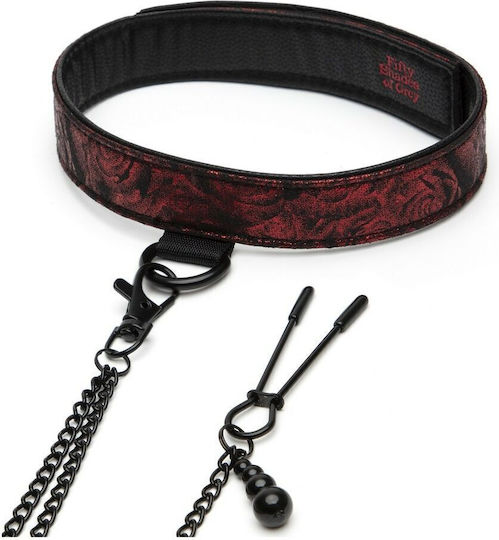 Fifty Shades of Grey BDSM Accessory Sweet Anticipation Collar Nipple Clamps Red