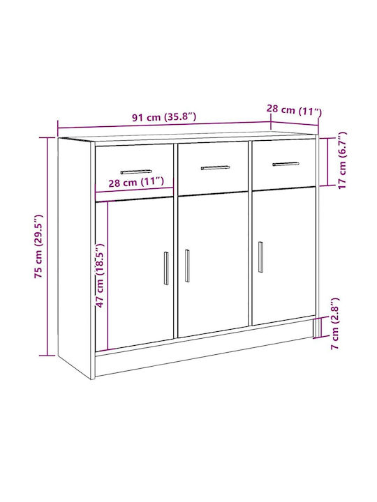 Sideboard Wooden Old Wood 91x28x75cm