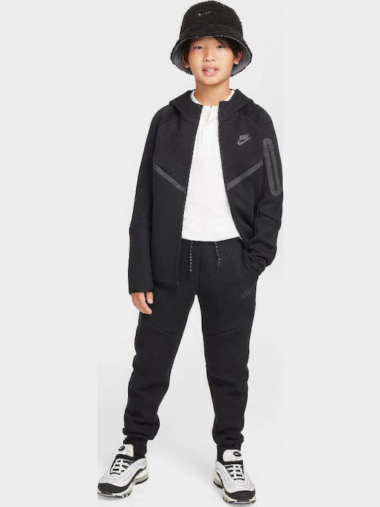 Athletic Kids Cardigan Cotton with Hood Black Sportswear