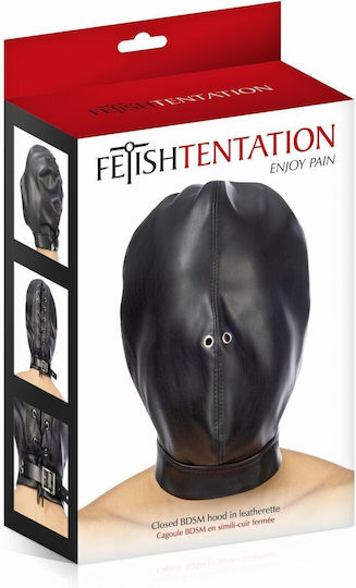 Fetish Tentation BDSM Mask Fetish Hood With Strap Black
