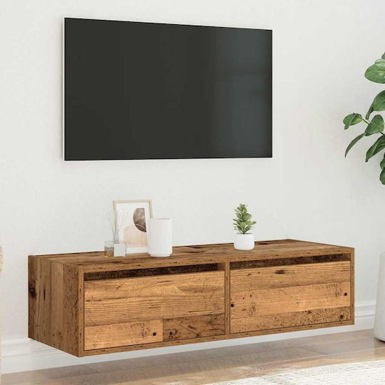 TV Stand with LED Lighting Old Wood Finish M100xW35.5xH25cm