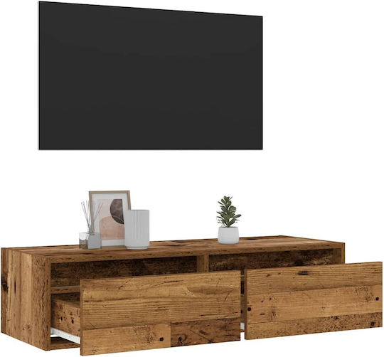 TV Stand with LED Lighting Old Wood Finish M100xW35.5xH25cm