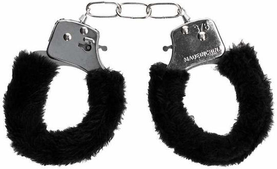 Shots Ouch Pleasure Handcuffs Furry Handcuffs in Black Color