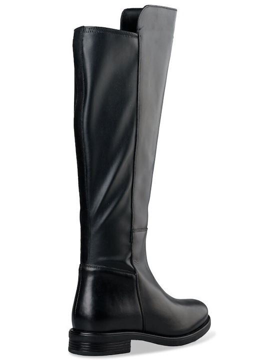 Knee-high Δερμάτινες Γυναικείες Μπότες Ιππασίας Μαύρες