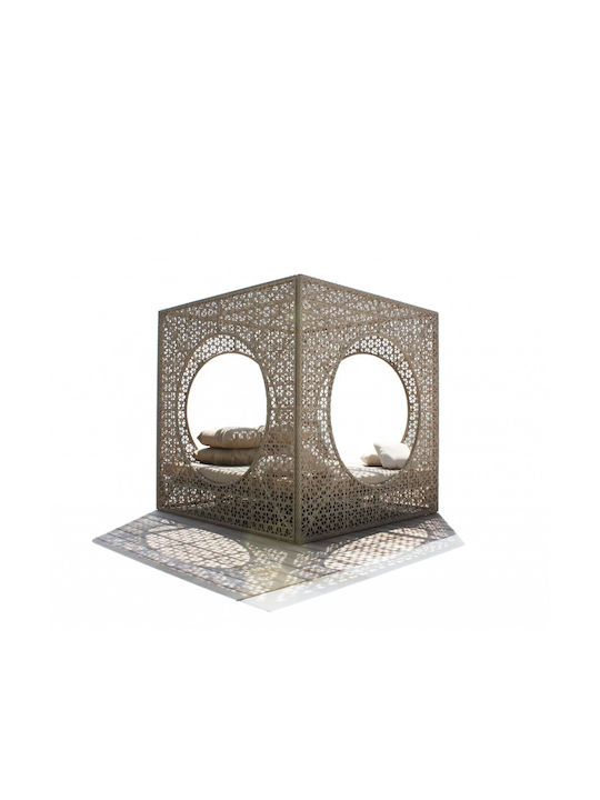 Ξαπλώστρα-Κρεβάτι Μονό Cube Αλουμινίου με Μαξιλάρι Μπεζ 200x200x200εκ.